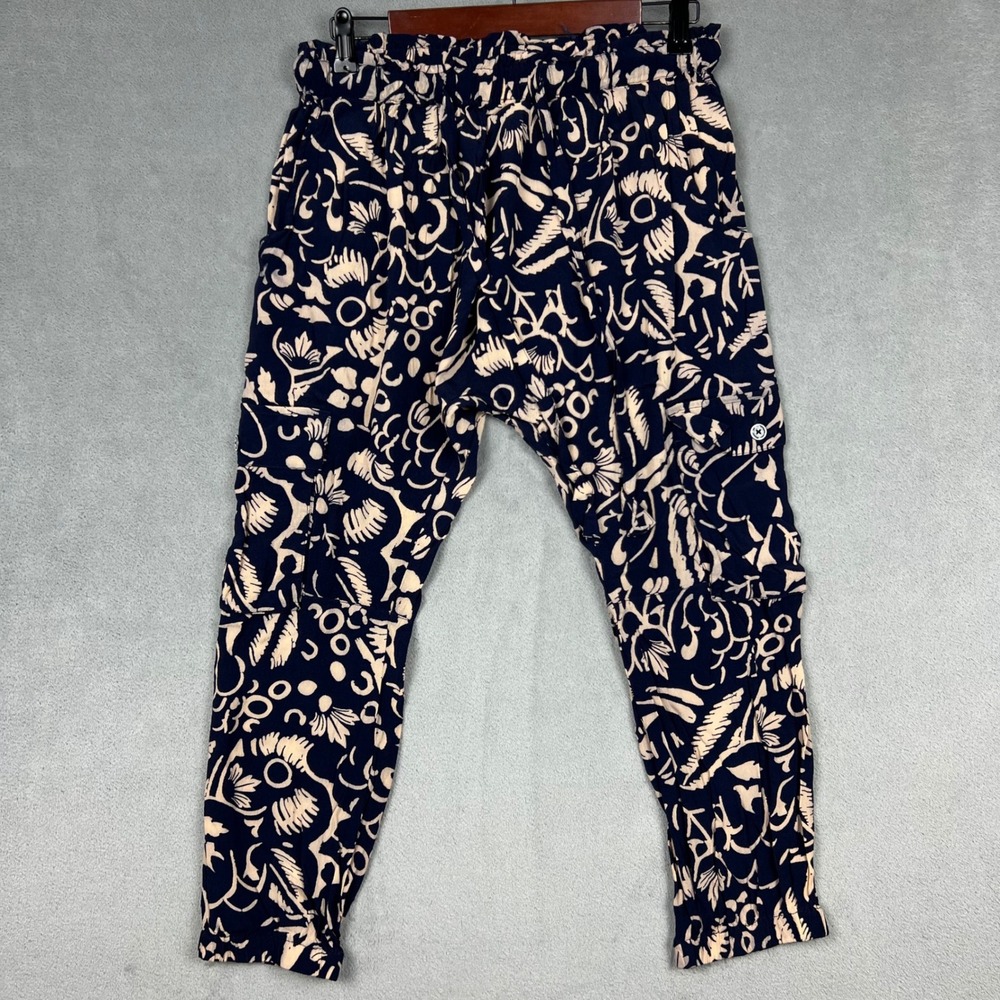 Hei Hei Anthropologie Navy Blue Botanical Drop Crotch Cargo Jogger Pants Size S